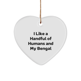 Bengal Cat Gifts from Friends and Family - I Like A Handful Of Humans And My Bengal Christmas Ornament - Image 1